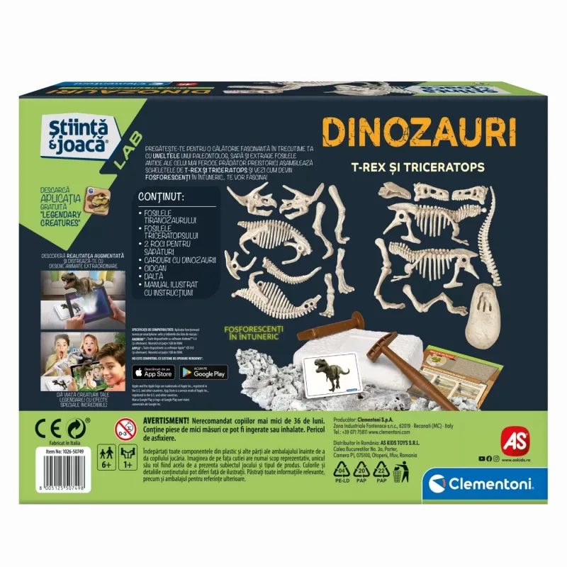 DESCOPERA DINOZAURUL T-REX & TRICERAPTOR FLUO STIINTA ȘI JOACĂ