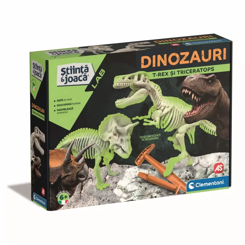 DESCOPERA DINOZAURUL T-REX & TRICERAPTOR FLUO STIINTA ȘI JOACĂ