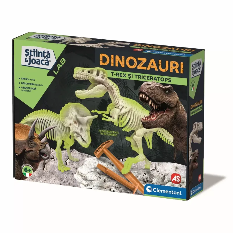 DESCOPERA DINOZAURUL T-REX & TRICERAPTOR FLUO STIINTA ȘI JOACĂ