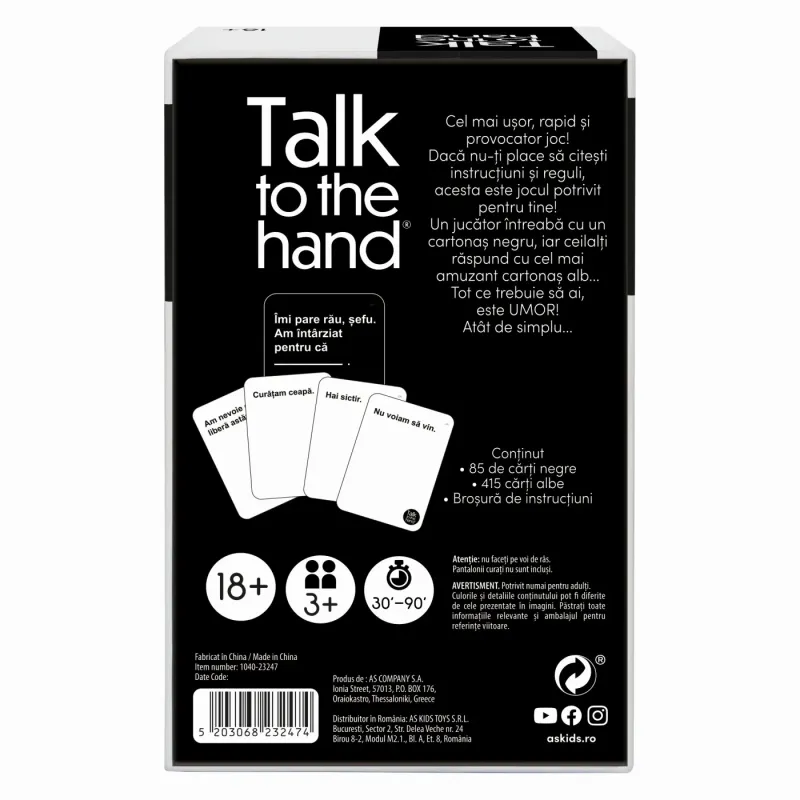 JOC DE SOCIETATE TALK TO THE HAND IN LIMBA ROMANA