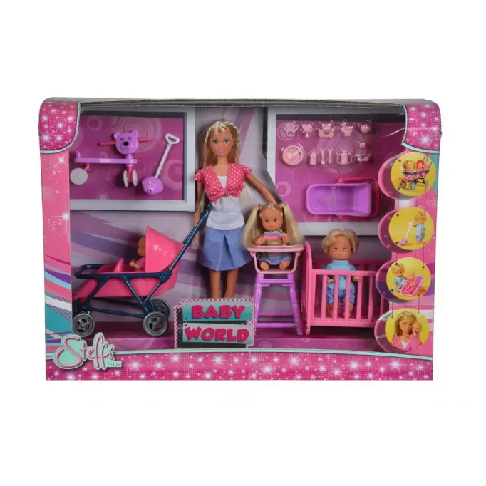 SET PAPUSA STEFFI CU 3 BEBELUSI ȘI ACCESORII
