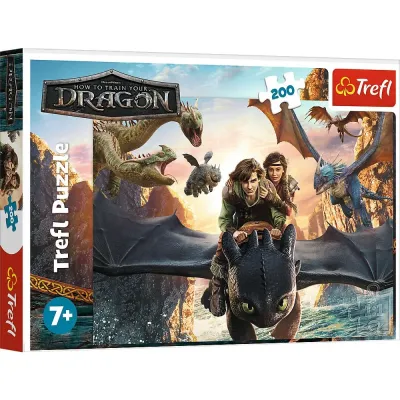 PUZZLE TREFL 200 CUM SA ITI DRESEZI DRAGONUL TOOTHLESS ȘI PRIETENII