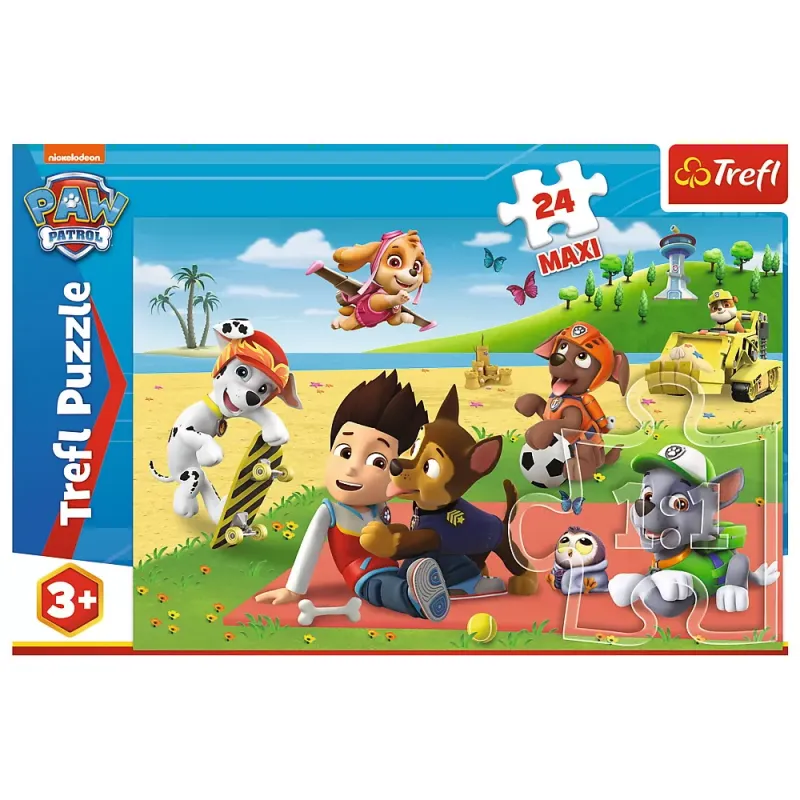 PUZZLE TREFL 24 MAXI PATRULA CĂȚELUSILOR DISCTRACTIA LA PLAJA