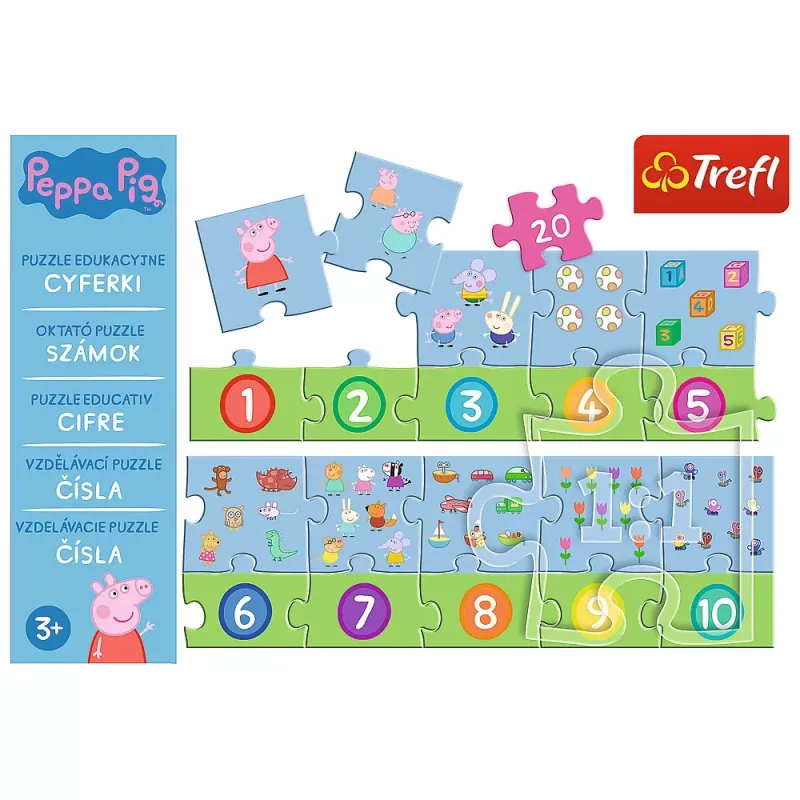 PUZZLE EDUCAȚIONAL 20 PIESE NUMERE PEPPA PIG