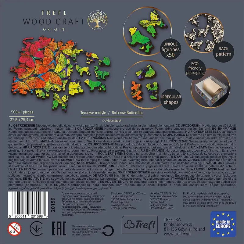 PUZZLE TREFL DIN LEMN 500+1 PIESE FLUTURASII COLORATI