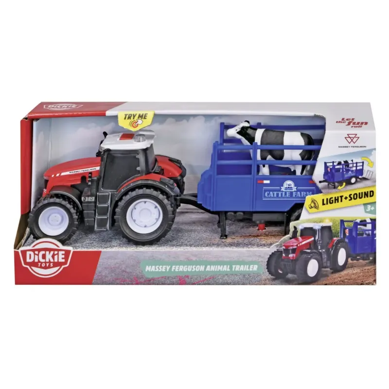 DICKIE MASSEY FERGUSON TRACTOR ȘI REMORCA CU SUNETE ȘI LUMINI