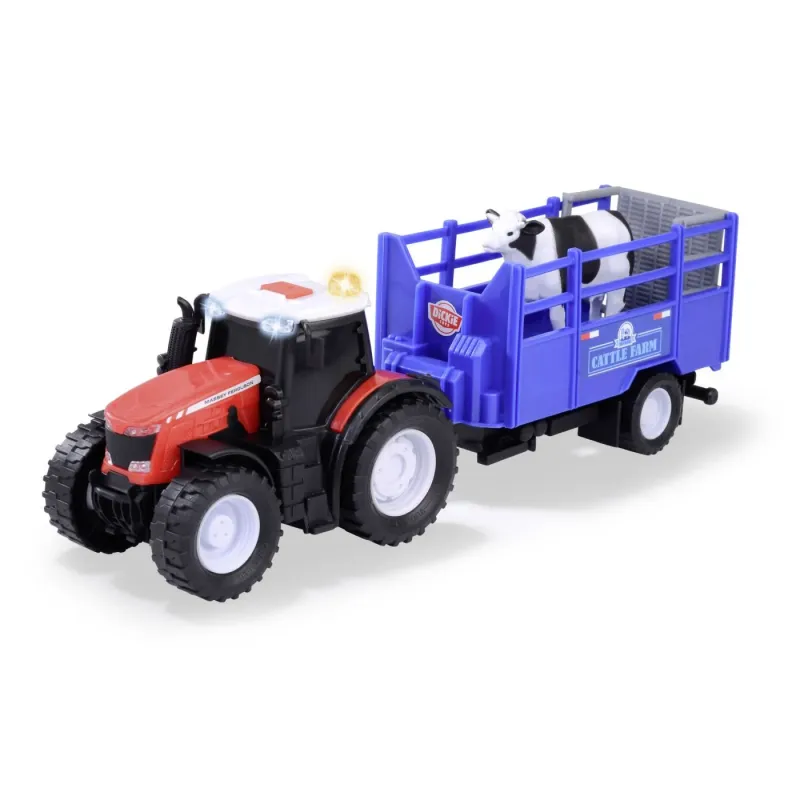 DICKIE MASSEY FERGUSON TRACTOR ȘI REMORCA CU SUNETE ȘI LUMINI