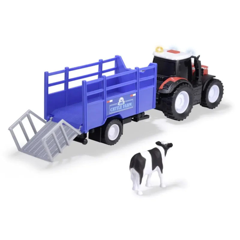 DICKIE MASSEY FERGUSON TRACTOR ȘI REMORCA CU SUNETE ȘI LUMINI