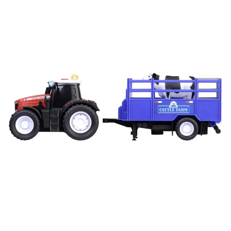 DICKIE MASSEY FERGUSON TRACTOR ȘI REMORCA CU SUNETE ȘI LUMINI