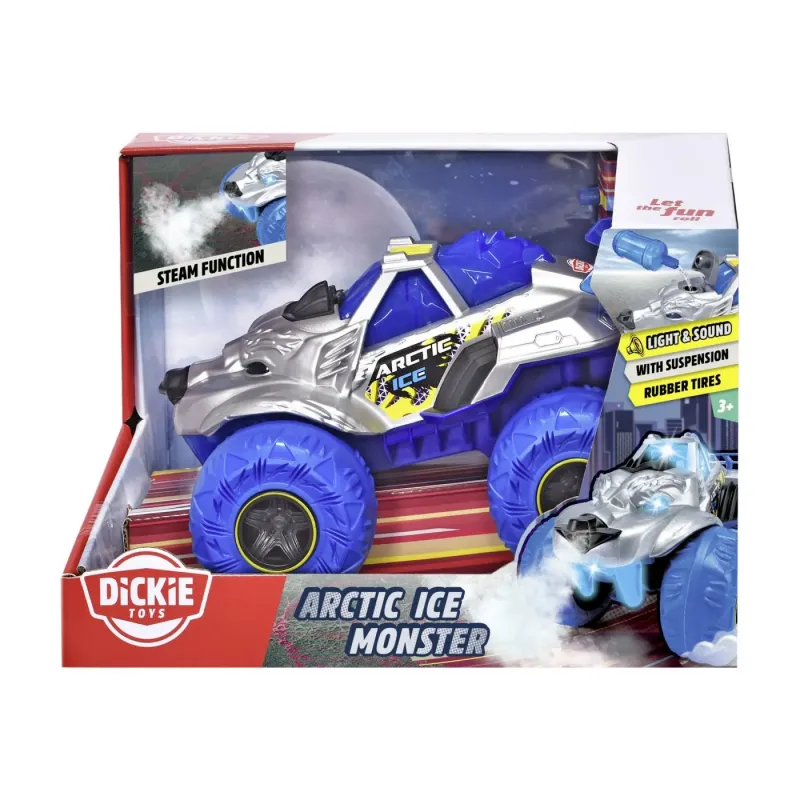 DICKIE MAȘINĂ DE TEREN ARCTIC ICE MONSTER CU LUMINI SUNETE SUSPENSII ȘI FUNCTIE ABUR 25CM