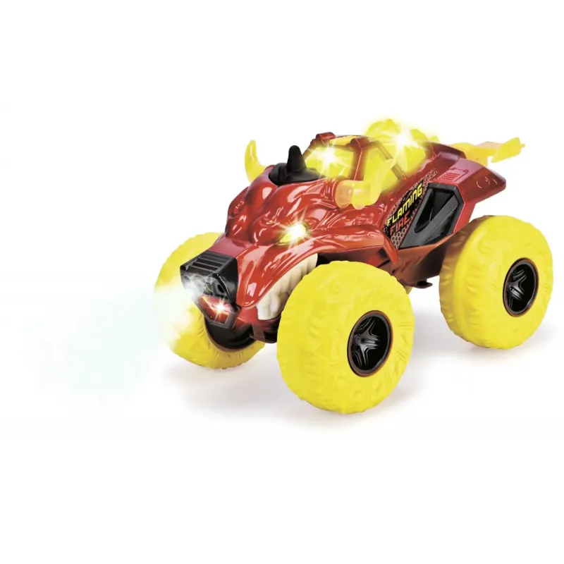 DICKIE MAȘINĂ DE TEREN FLAMING FIRE MONSTER CU LUMINI SUNETE SUSPENSII ȘI FUNCTIE ABUR 25CM