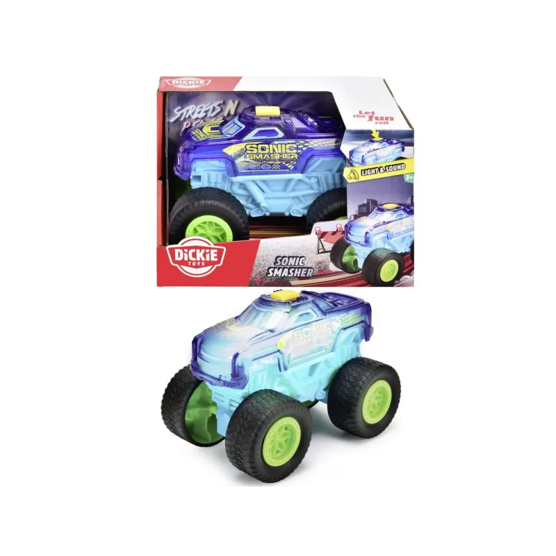 DICKIE MAȘINĂ DE TEREN SONIC SMASHER CU LUMINI ȘI SUNETE 17CM
