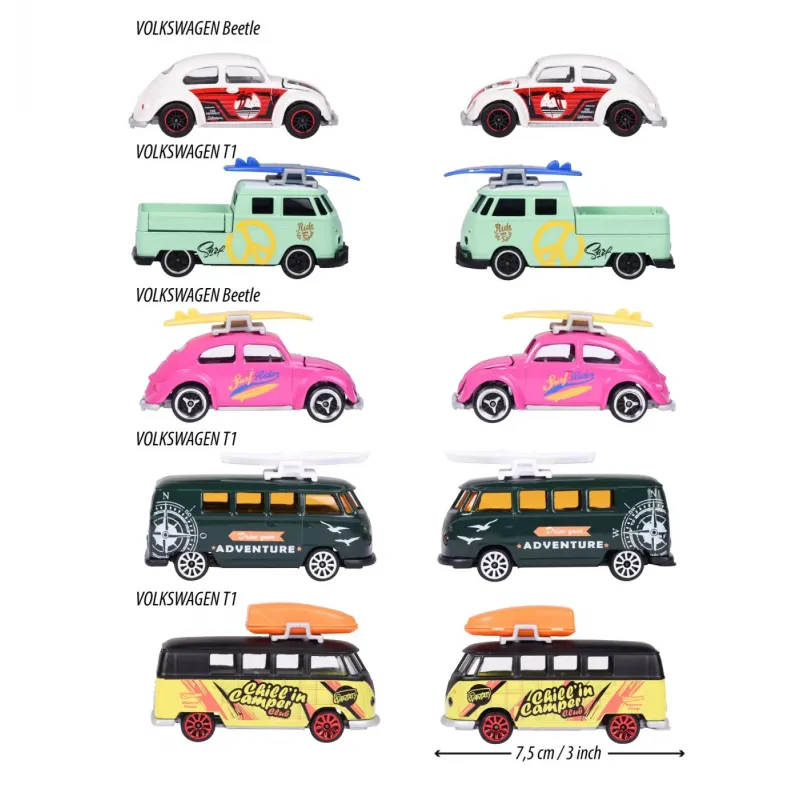 MAJORETTE SET 5 MASINUTE DIN METAL VOLKSWAGEN 7.5CM