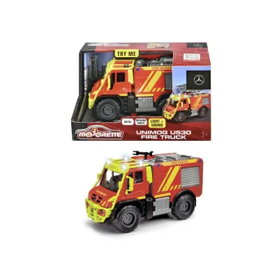 MAJORETTE MAȘINĂ DE POMPIERI MERCEDES UNIMOG U530 CU SUNETE ȘI LUMINI