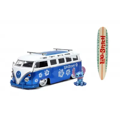 Set figurină + machetă auto Jada - DISNEY Stitch + Volkswagen T1 Bus [1:24]