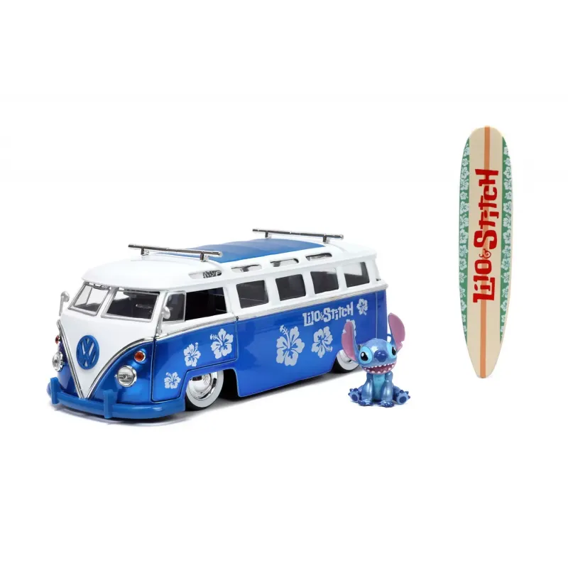 Set figurină + machetă auto Jada - DISNEY Stitch + Volkswagen T1 Bus [1:24]