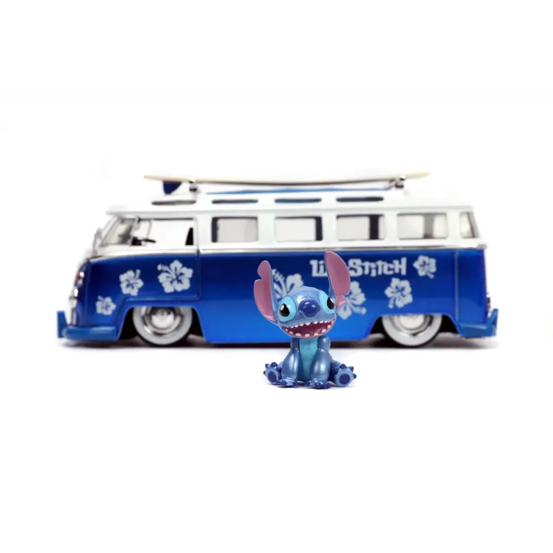 Set figurină + machetă auto Jada - DISNEY Stitch + Volkswagen T1 Bus [1:24]