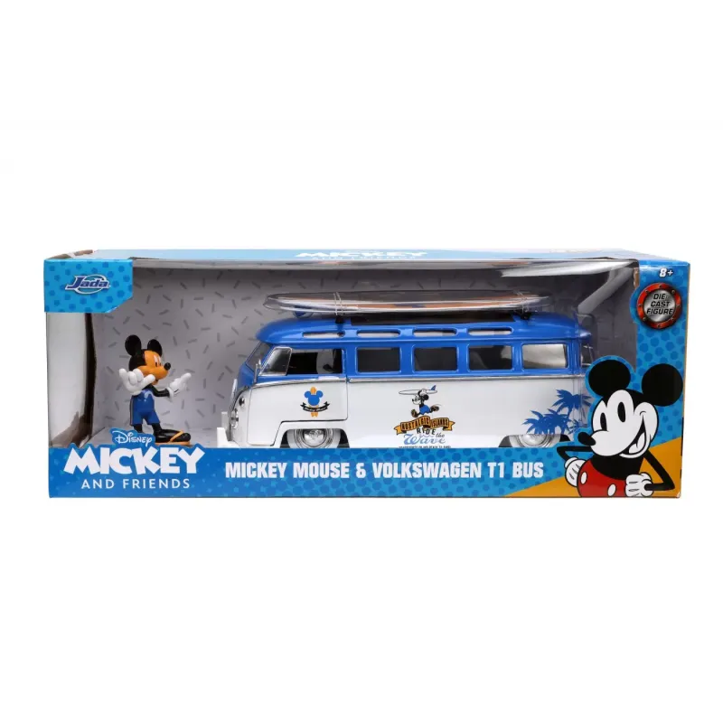 Set figurină + machetă auto Jada - DISNEY Mickey Mouse + Volkswagen T1 BUS [1:24 ]