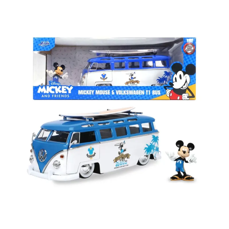 Set figurină + machetă auto Jada - DISNEY Mickey Mouse + Volkswagen T1 BUS [1:24 ]