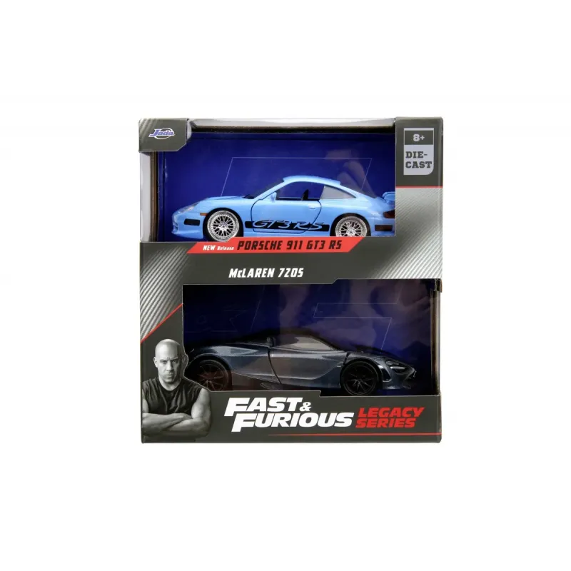 Set machete auto Jada - FAST AND FURIOUS LEGACY Porsche 911 GT3 RS + McLaren 720S [1:32]