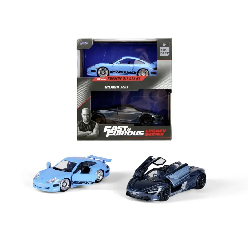 Set machete auto Jada - FAST AND FURIOUS LEGACY Porsche 911 GT3 RS + McLaren 720S [1:32]