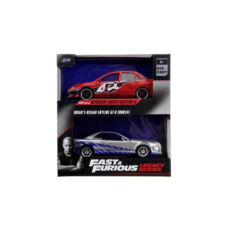 Set machete auto Jada -  FAST AND FURIOUS Nissan Skyline GTR R34 / Mitsubishi Lancer Evolution IX (Brian / Sean) [1:32]