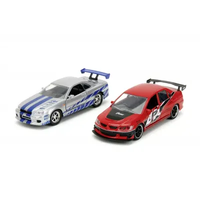 Set machete auto Jada -  FAST AND FURIOUS Nissan Skyline GTR R34 / Mitsubishi Lancer Evolution IX (Brian / Sean) [1:32]