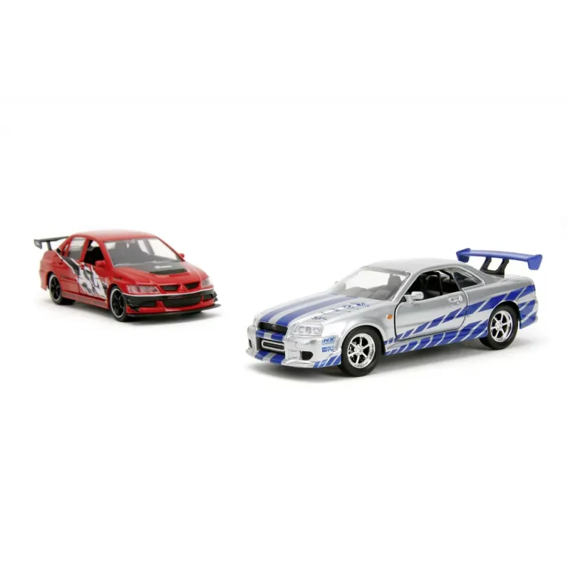 Set machete auto Jada -  FAST AND FURIOUS Nissan Skyline GTR R34 / Mitsubishi Lancer Evolution IX (Brian / Sean) [1:32]