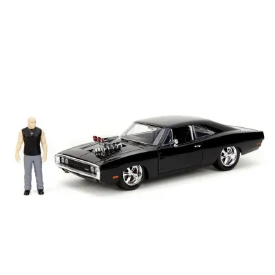Set figurină + machetă auto Jada - FAST AND FURIOUS Dom + Dodge Charger 1970 [1:24]