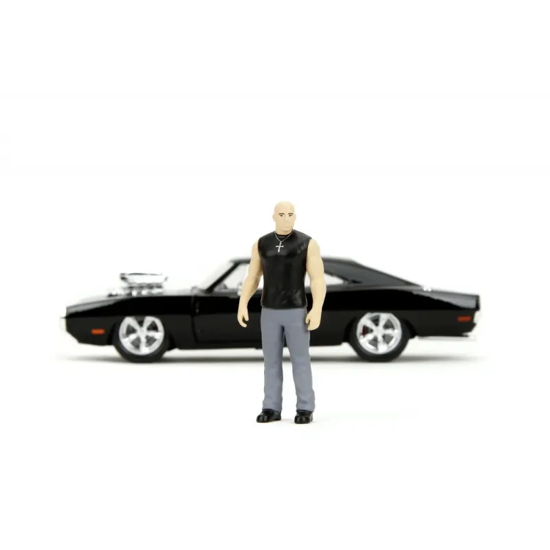 Set figurină + machetă auto Jada - FAST AND FURIOUS Dom + Dodge Charger 1970 [1:24]