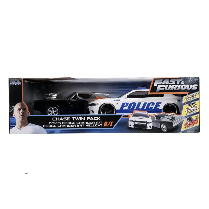 SET MASINUTE FAST AND FURIOUS RC TOYOTA SUPRA&DODGE CHARGER SRT SCARA 1:16