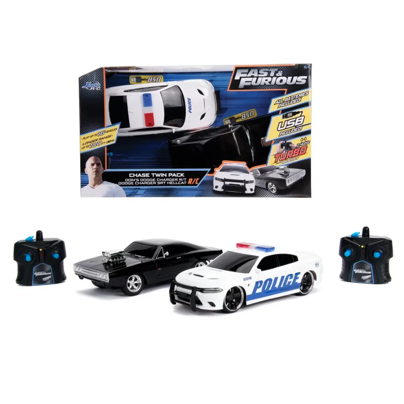 SET MASINUTE FAST AND FURIOUS RC TOYOTA SUPRA&DODGE CHARGER SRT SCARA 1:16