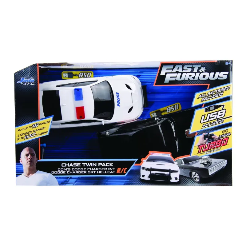SET MASINUTE FAST AND FURIOUS RC TOYOTA SUPRA&DODGE CHARGER SRT SCARA 1:16