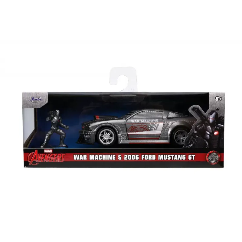 Set figurină + machetă auto Jada - MARVEL War Machine + Ford Mustang [1:32]