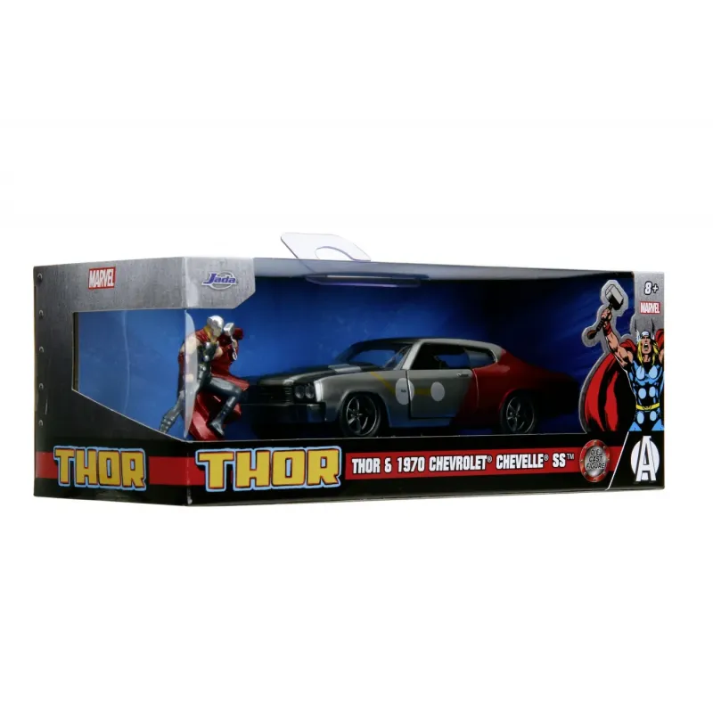 Set figurină + machetă auto Jada - MARVEL Thor Chevrolet Chevelle SS [1:32]