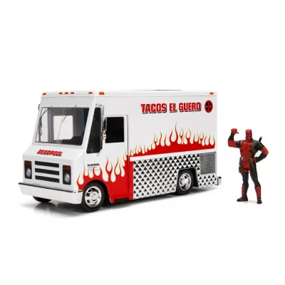Set figurină + machetă auto Jada - MARVEL Deadpool + Taco Truck [1:24]