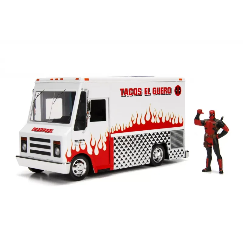 Set figurină + machetă auto Jada - MARVEL Deadpool + Taco Truck [1:24]