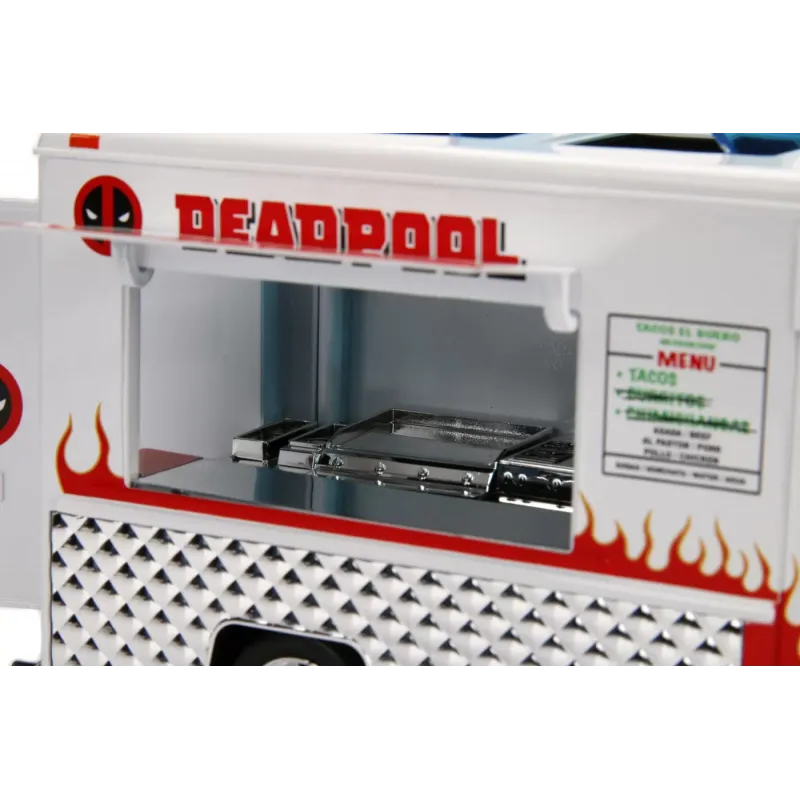 Set figurină + machetă auto Jada - MARVEL Deadpool + Taco Truck [1:24]