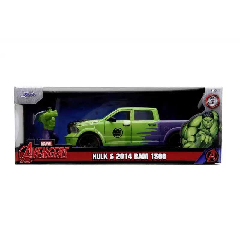 Set figurină + machetă auto Jada - MARVEL Hulk + Dodge RAM 1500 2014 [1:24]