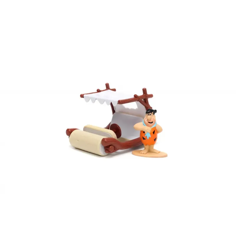 Set figurină + machetă auto Jada - Fred Flinstone + Flintmobile [1:32]