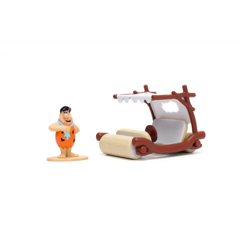 Set figurină + machetă auto Jada - Fred Flinstone + Flintmobile [1:32]