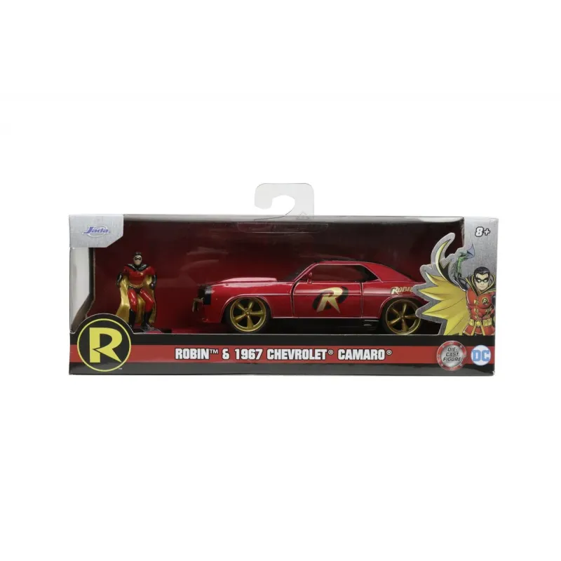 Set figurină + machetă auto Jada - DC Comics Robin + CHEVROLET Camarro 1967 [1:32]