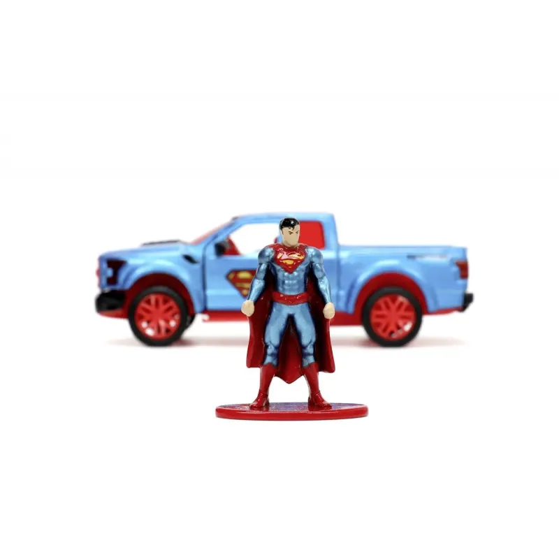 Set figurină + machetă auto Jada - DC Comics SUPERMAN + FORD F 150 Raptor 2017 [1:32]