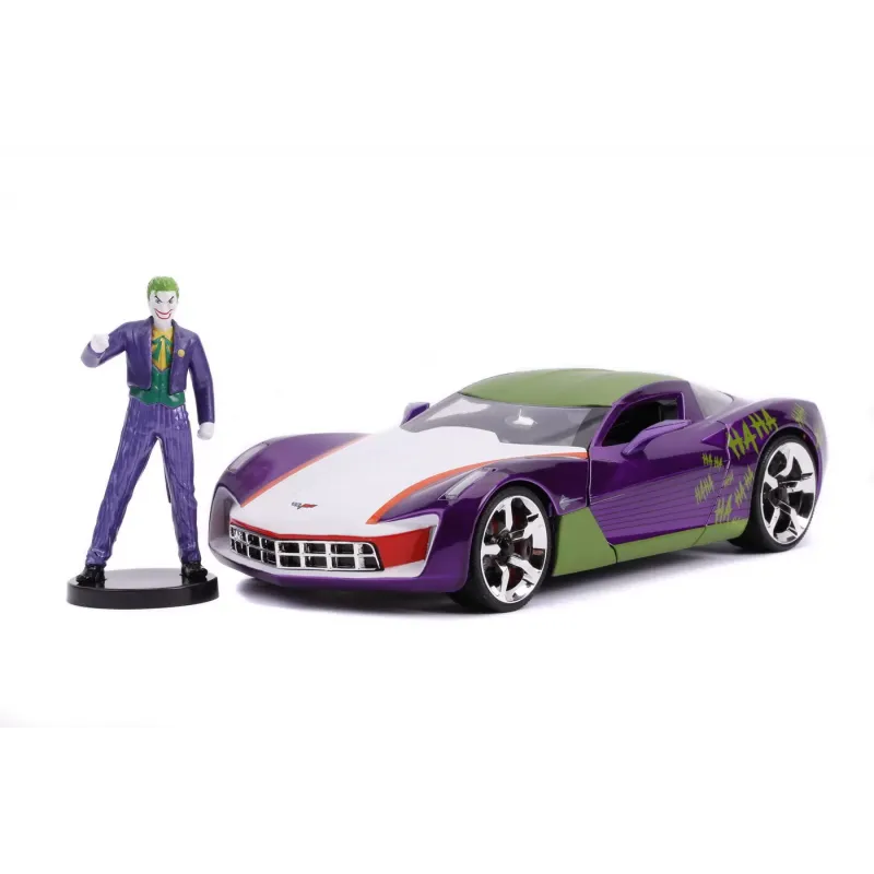 MASINUTE METALICĂ CHEVY CORVETTE STINGRAY 2009 ȘI FIGURINĂ JOKER SCARA 1:24