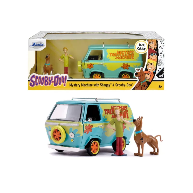SCOOBY DOO MYSTERY VAN SET FORMAT DIN DUBITA METALICĂ SCARA 1:24 ȘI 2 FIGURINE SCOOBY DOO ȘI SHAGGY