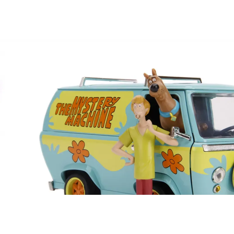 SCOOBY DOO MYSTERY VAN SET FORMAT DIN DUBITA METALICĂ SCARA 1:24 ȘI 2 FIGURINE SCOOBY DOO ȘI SHAGGY