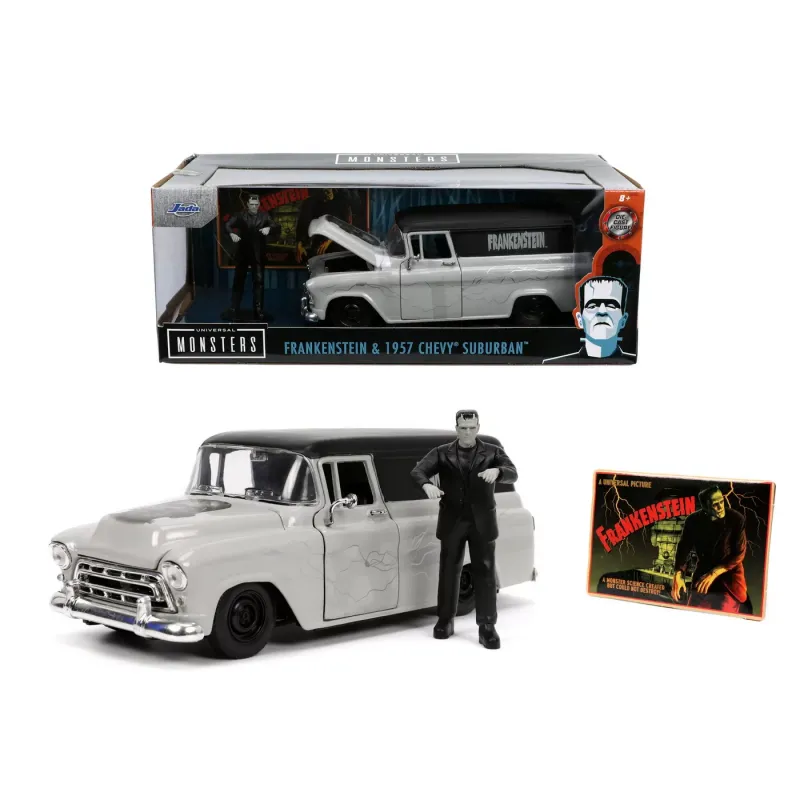 SET MAȘINUȚĂ 1957 CHEVY SUBURBAN ȘI FIGURINĂ FRANKENSTEIN