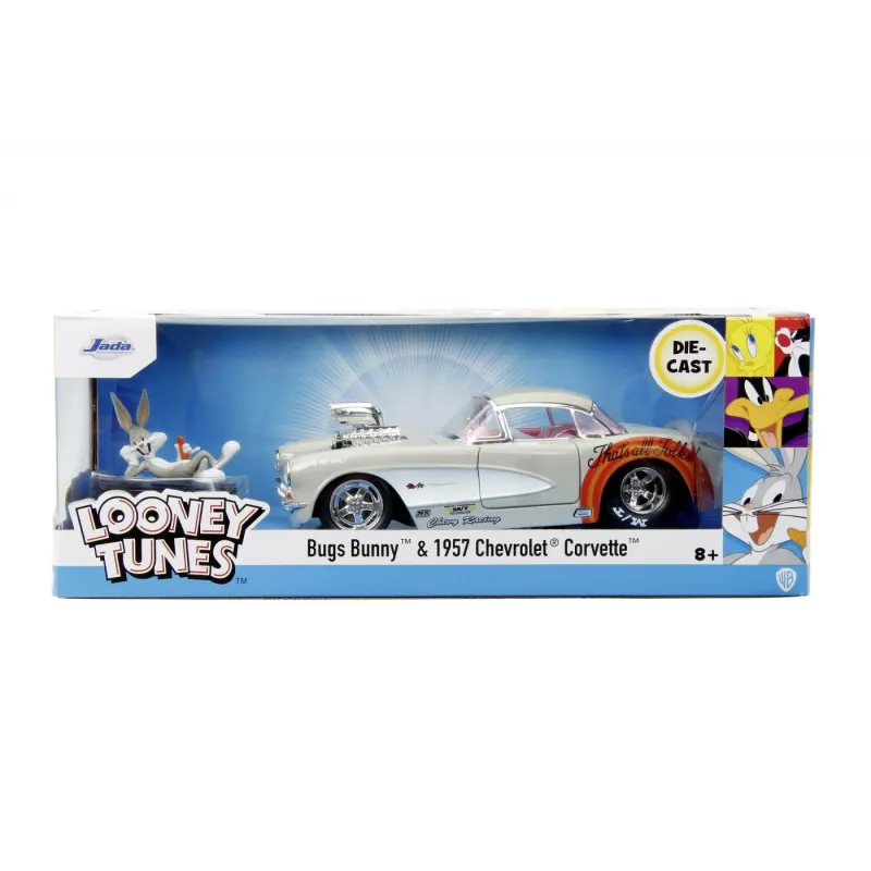 Set figurină + machetă auto Jada - DISNEY Bugs Bunny + 1957 CHEVROLET CORVETTE [1:24]