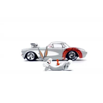 Set figurină + machetă auto Jada - DISNEY Bugs Bunny + 1957 CHEVROLET CORVETTE [1:24]