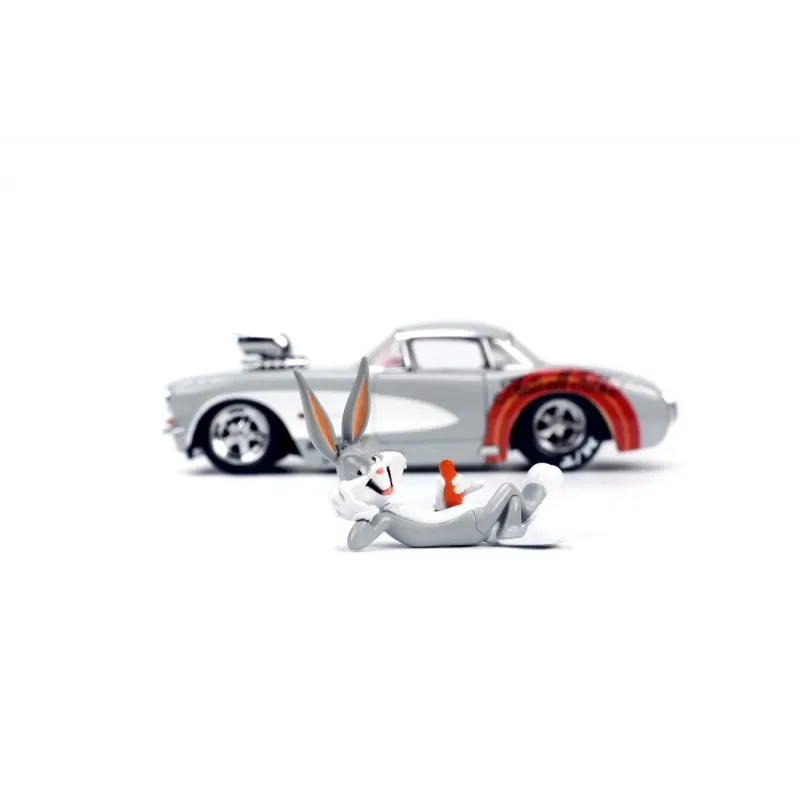 Set figurină + machetă auto Jada - DISNEY Bugs Bunny + 1957 CHEVROLET CORVETTE [1:24]